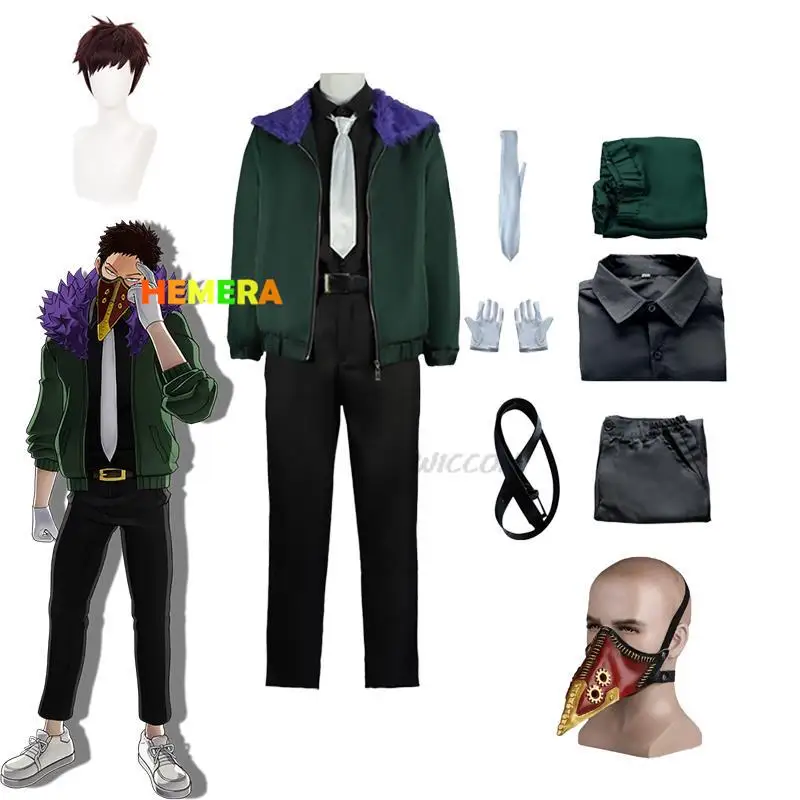 

Anime My Hero Academia Overhaul Chisaki Kai Cosplay Costume Mask Green Jacket Shirt Pants Suit For Men Halloweeen Party Clothes