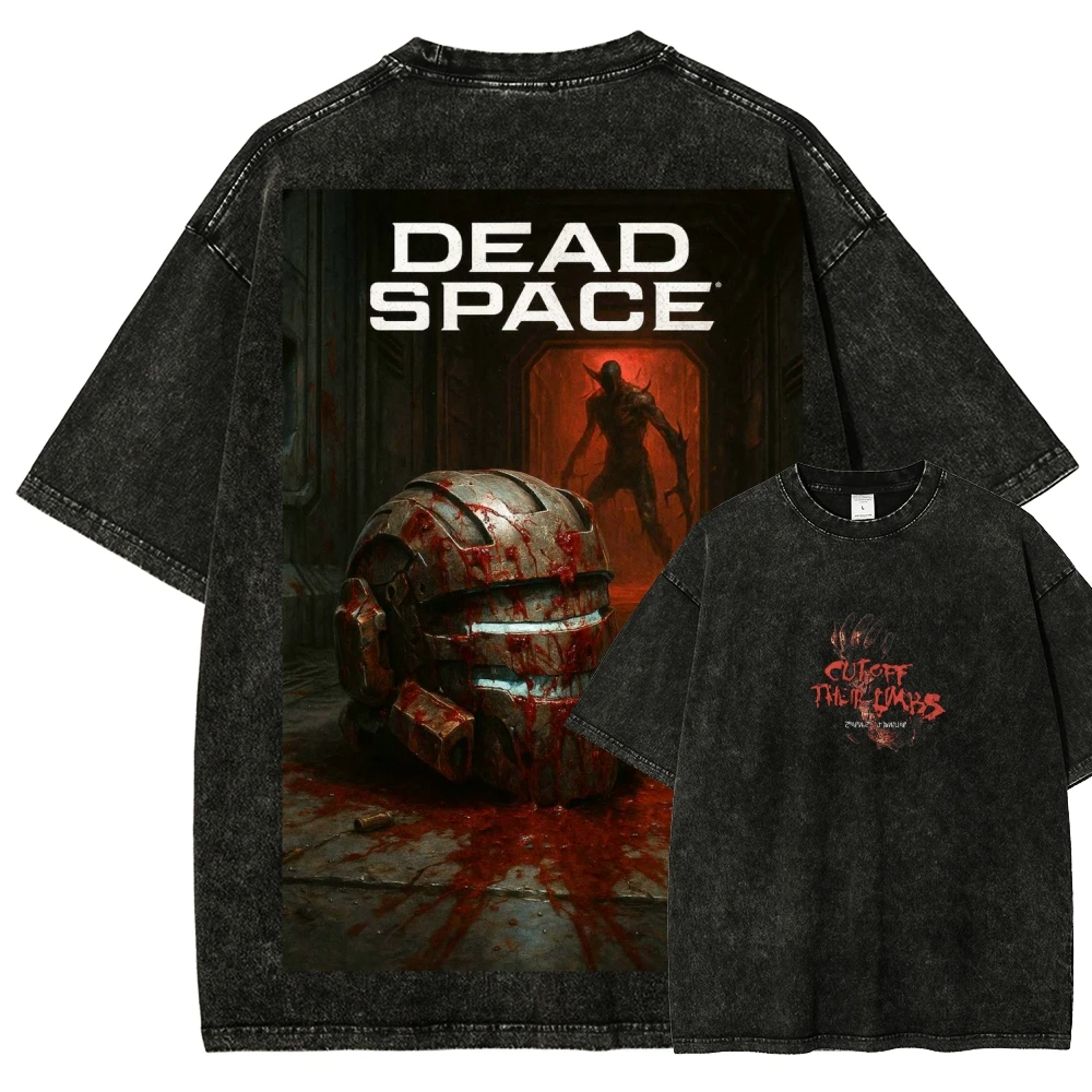 Dead Space Game T-Shirt Vintage Washed Y2K Ästhetik Unisex Oversized Kurzarm Sommer Baumwolle Retro Streetwear 2026 Heißer Verkauf