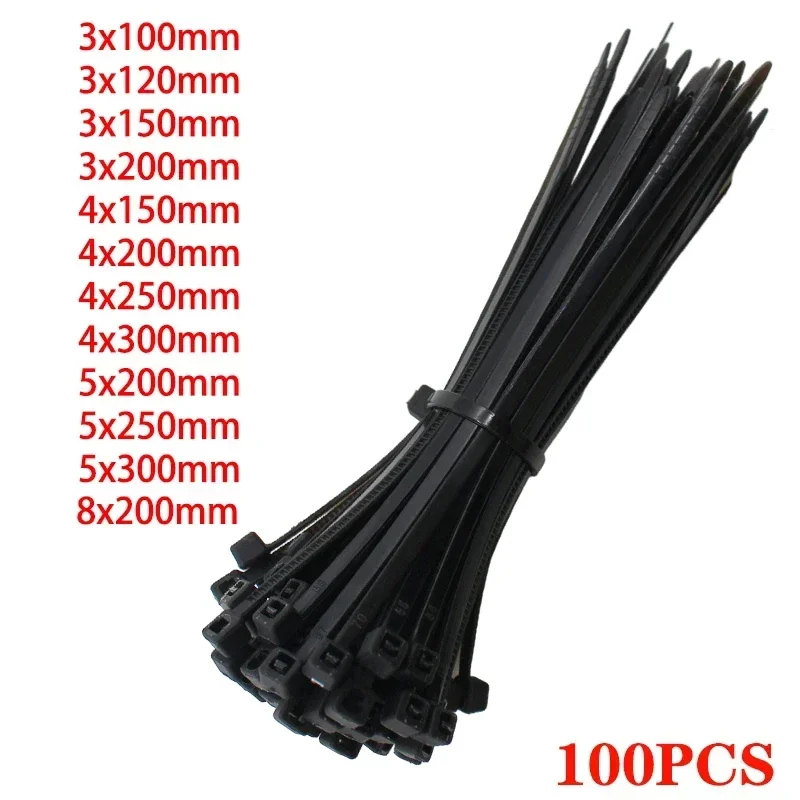 Cable Ties Self-locking plastic nylon tie 100 PCS 5X300 3X200 cable zip wraps strap