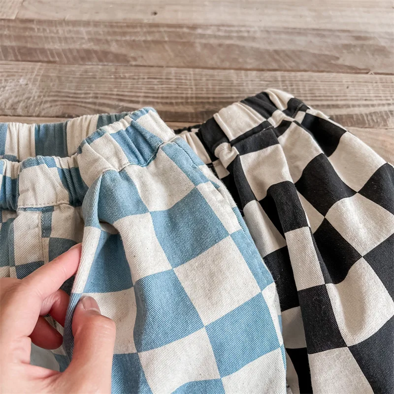 Kids Block Check Loose Shorts – mamahalo shop