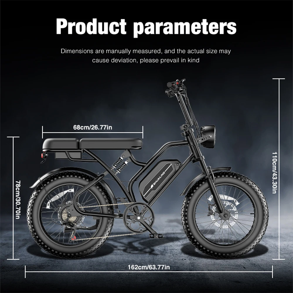 500W Electric Bicycle 48V 30AH Adult Mountain Ebike 20 Inch Men's Road Hydraulic Oil Brake Dual Shock Absorber with Battery