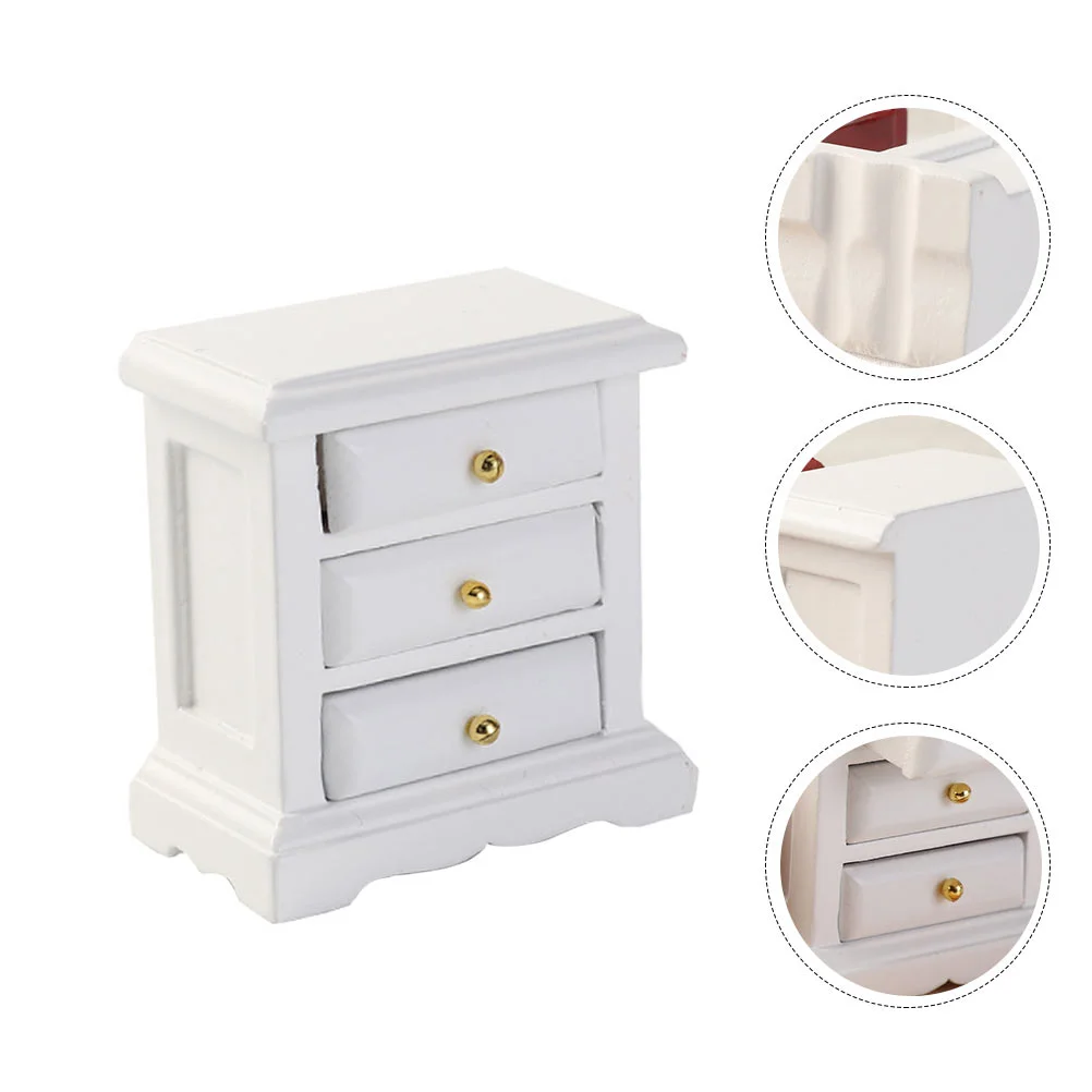 

Dollhouse Chest of Drawers Wood Toys Micro Cabinet Model Mini Furniture Wooden Bedside Table