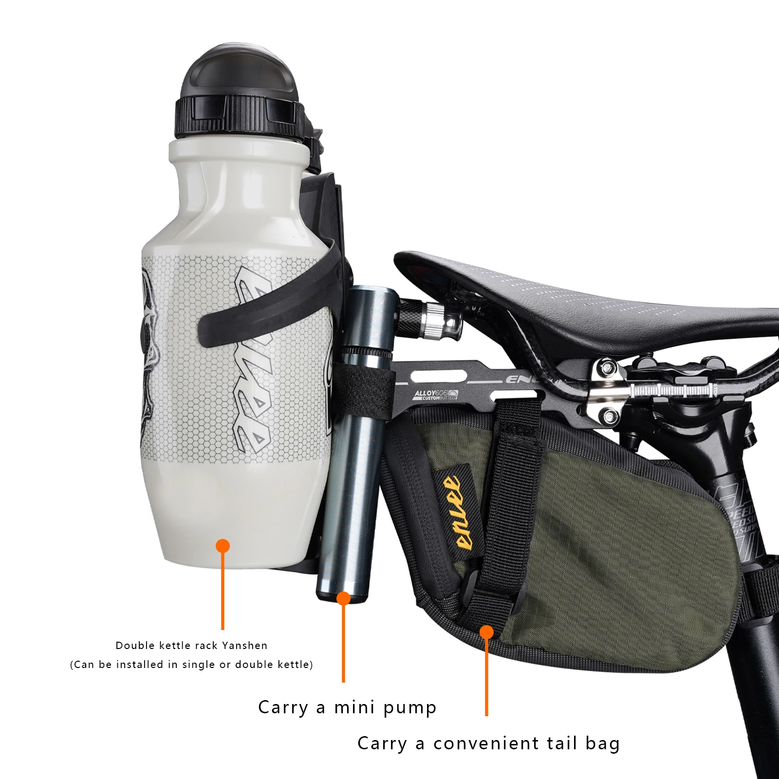 ENLEE Double Cup Bicycle Water Bottle Cage Saddle Extension Holder Cycling Kettle Brackets MTB Road Bike Accessories Parts bicycle water bottle cage,bicycle bottle holder,water bottle holder,bicycle expansion bracket