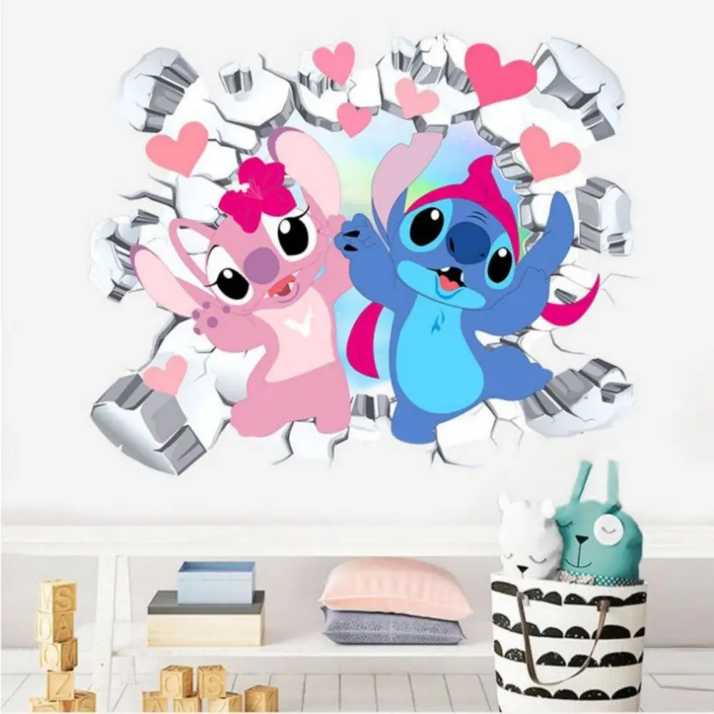 Cartoon Lilo & Stitch Rainbow Wall Stickers For Kid's Room Kindergarten Living Room Bedroom Wall Decoration Animated Poster wall stickers,luminous wall stickers,vinyl decal stickers