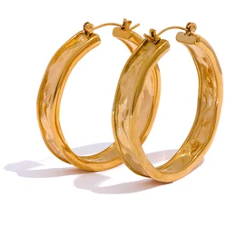 Elegant 316L Stainless Steel Gold Hoop Earrings - Minimalist Fashion Jewelry (YH940A)