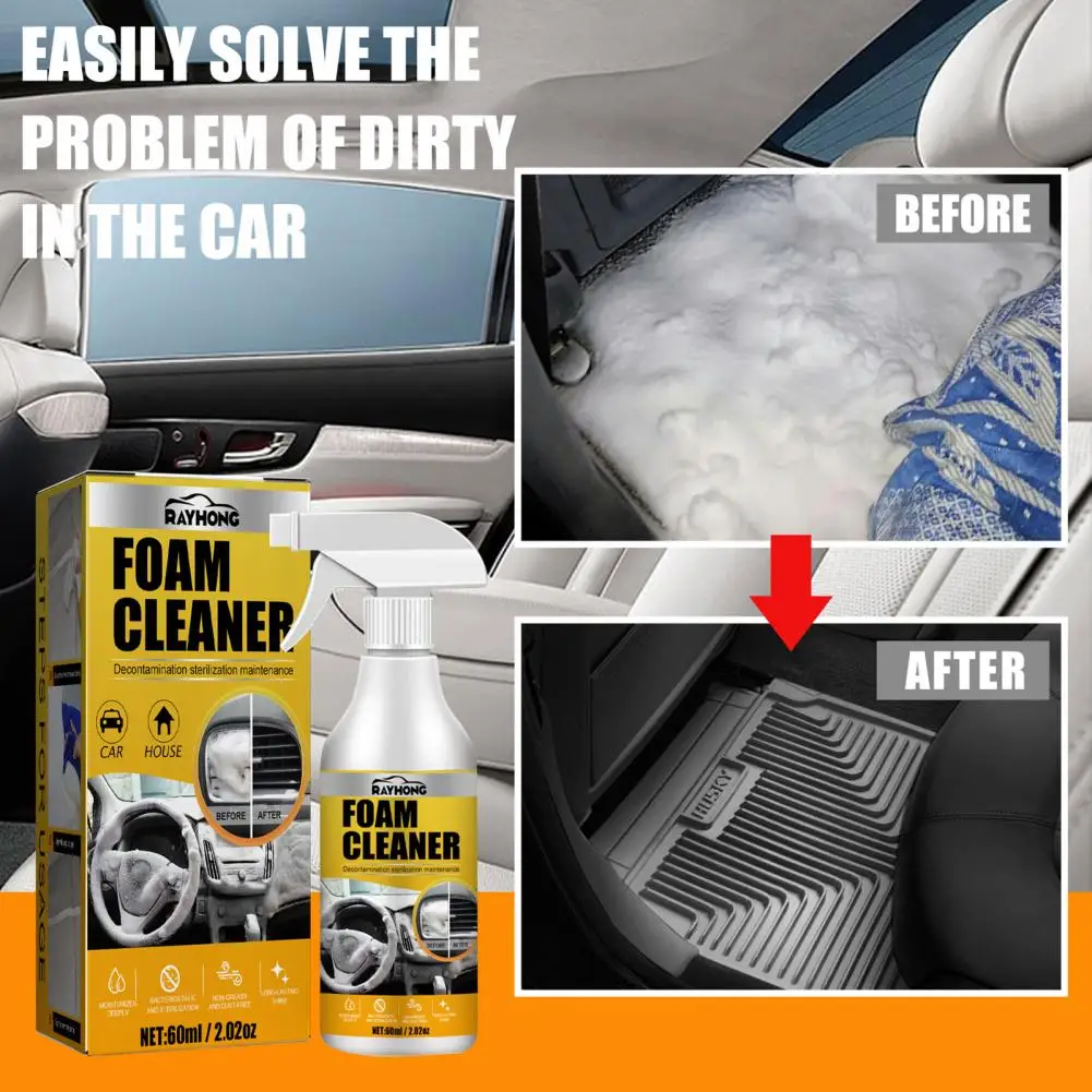 

60ML Multifunctional Foam Cleaner Car Interior Decontamination Leather Seat Cleaner Leather Plastic Cleaning Supplies FOR CAR