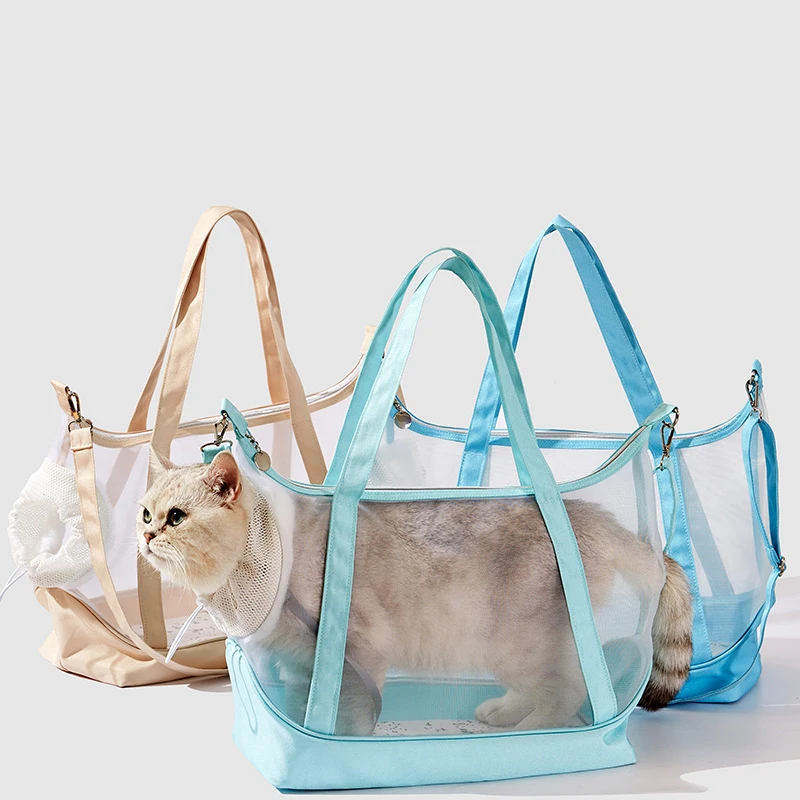 Transparent Nylon Mesh Cat Bag Portable Cat Bag Foldable Carry-on