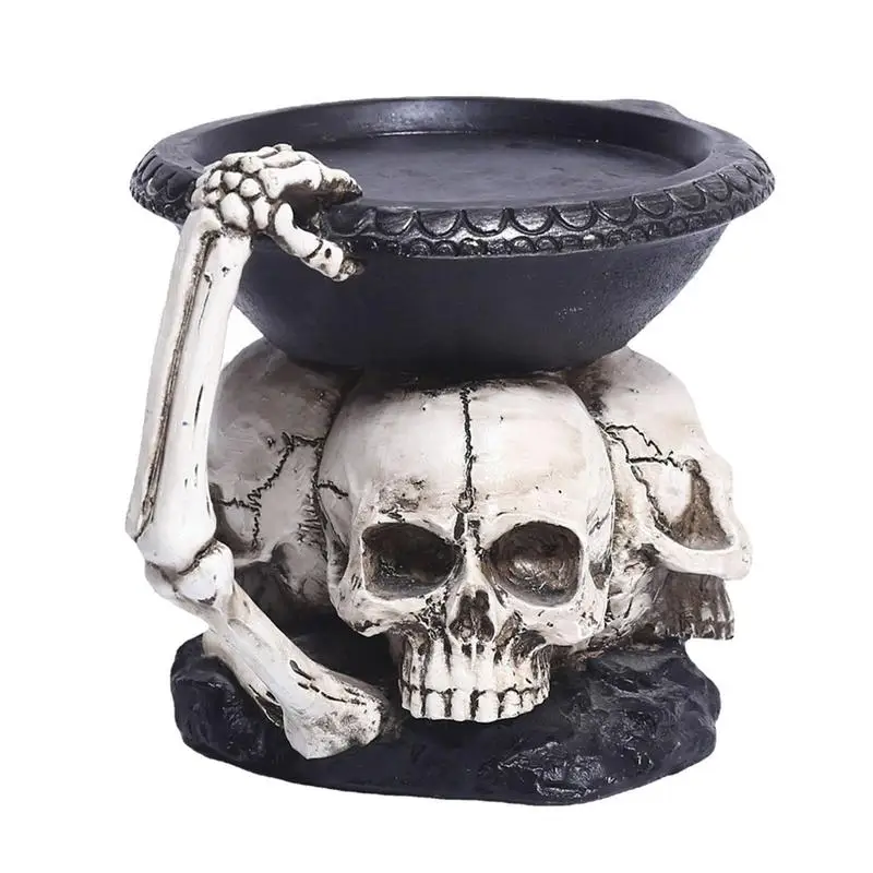 

Skeleton Resin Ornaments Skull Candlestick Holder For Halloween Reusable Halloween Skull Candlestick Holder Halloween Decor For