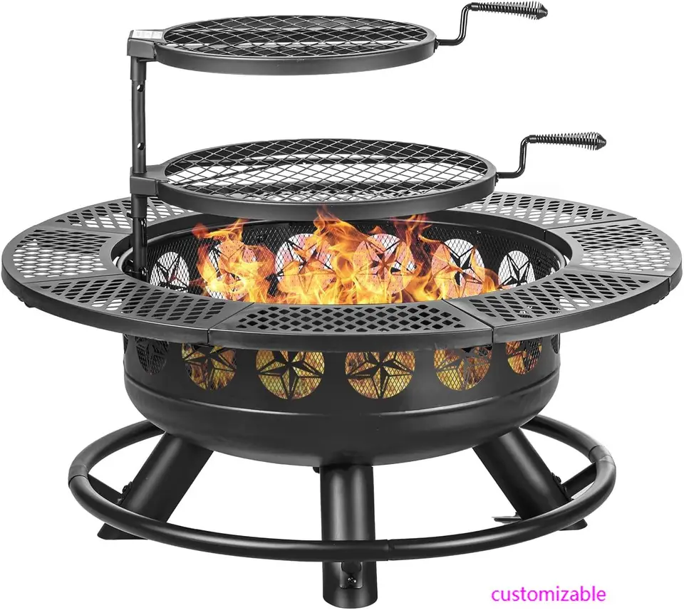 36 Inch Multifunctional Outdoor Fire Pit with Grills