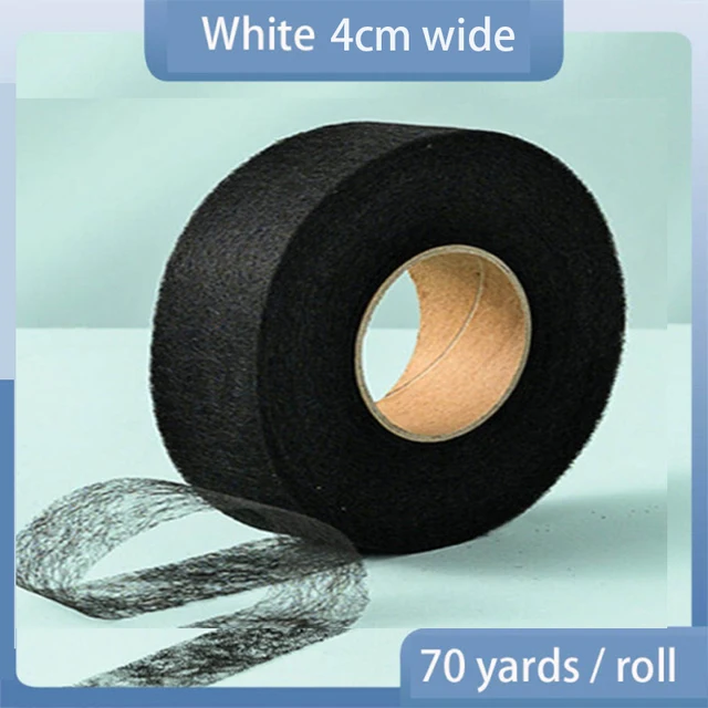 70 Yard White Double Sided Sewing Accessory Adhesive Tape Cloth Apparel Fusible Interlining DIY Accessories Patchwork Lining Fab black 4cm