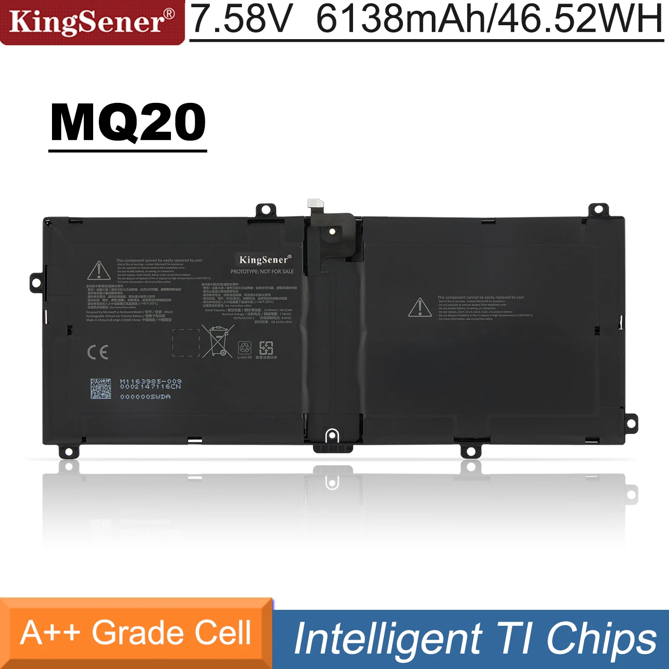 Batteria Per Laptop Kingsener Mq20 Per Microsoft Surface Pro 9 2032 Series M1163985-018 7.58V 6138Mah 46.52Wh