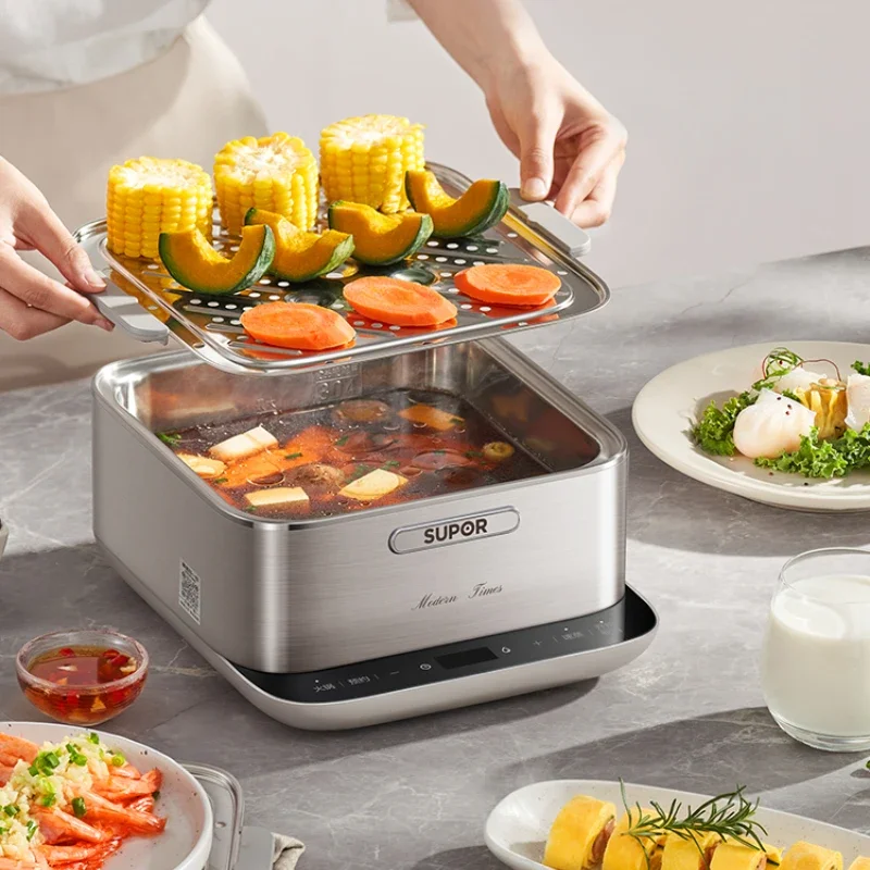 Electric Steam Pot Three-Layer Multi-Functional Cooking Integrated Large Capacity Breakfast Machine Smart Reservation Steam Box household steamer