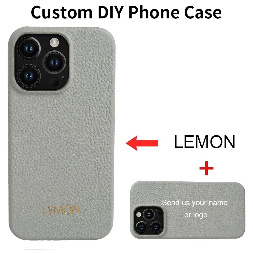 Luxury Custom Logo Genuine Leather Shockproof Phone Case Cover
