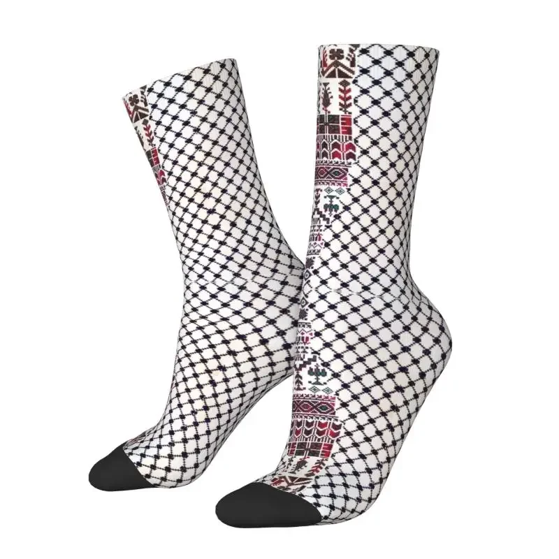 

Palestine Keffiyeh Palestinian Traditional Tatreez Embroidery Dress Socks Men Women Warm Fashion Hatta Kufiya Crew Socks