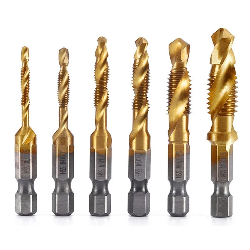 best low angle block plane Titanium Plated Hex Shank HSS Screw Thread Metric Tap Drill Bits Machine Compound Hand Tools M3 M4 M5 M6 M8 M10 Tap Drill best electric hand planer Hand Tools