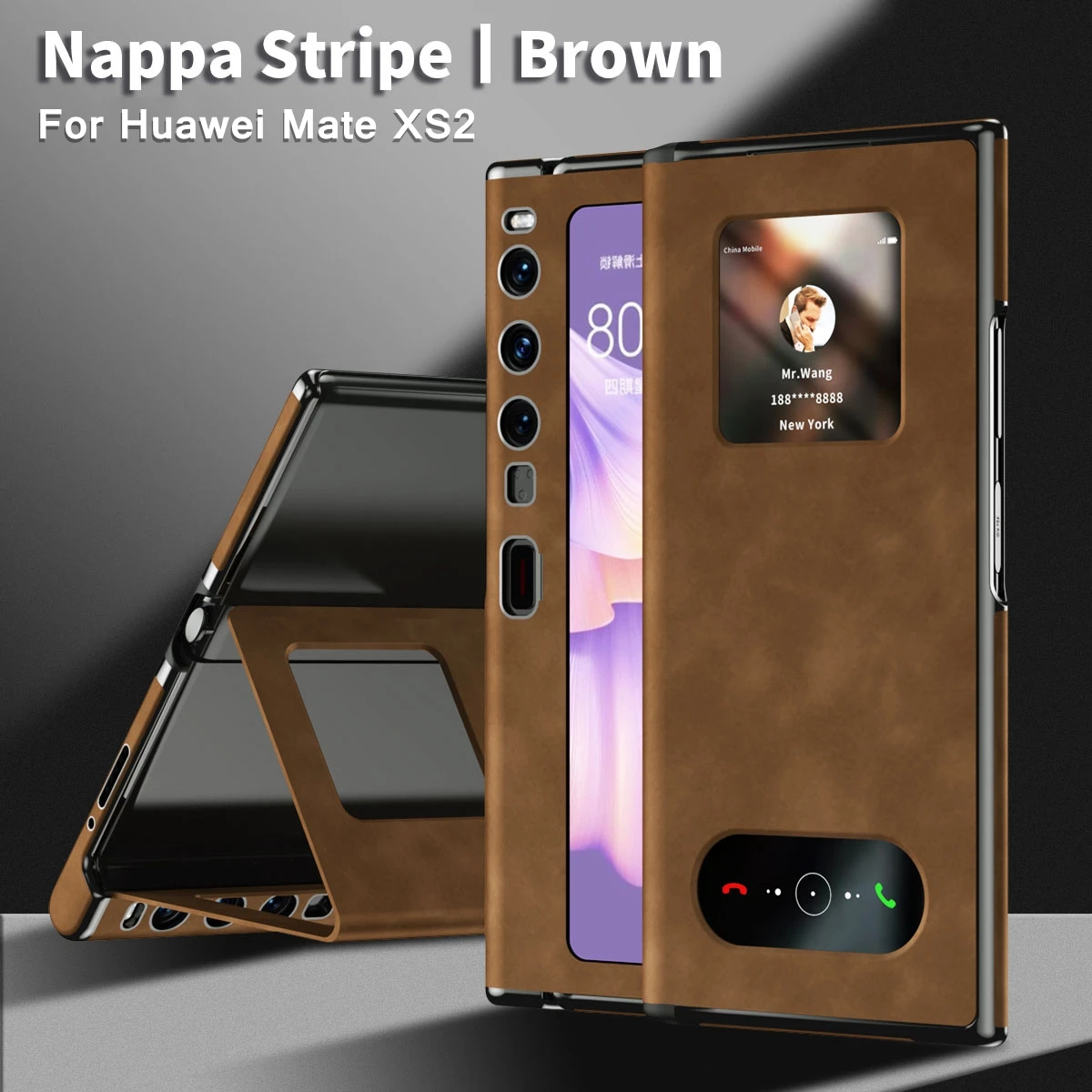 

Luxury Vintage Leather Bracket Case For Huawei Mate XS2 Magnetic Flip Small Screen Window Shell Mate XS2 All-inclusive Cover