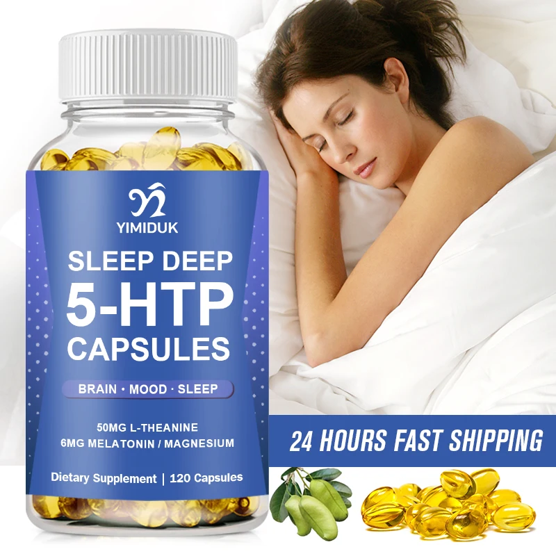 

5-HTP капсулы кальция для настроения, сон поддерживает спокойствие и расслабление