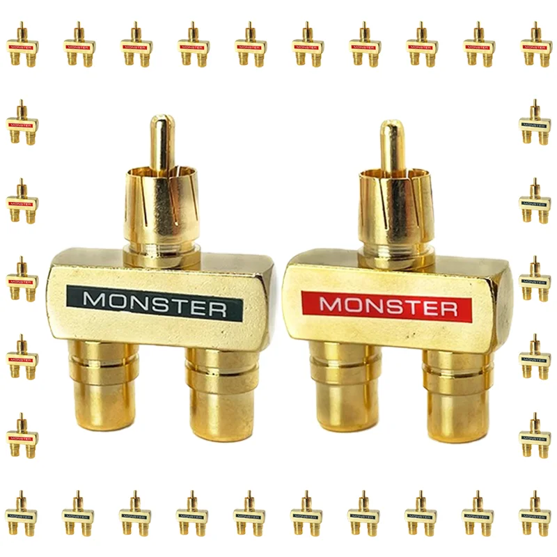 

2/4/8/16PCS RCAxMale Plug to 2xRCA Female Socket Connectors 3Way Gold Plated RCA HIFI Audio Terminals for Audio Video
