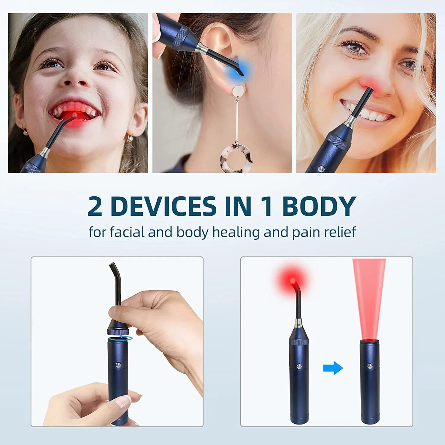 Doctors Recommend Handheld 3-In-1 Led Infrared Light Treatment Instrument Treat Oral Ulcers, Cold Sores, And Relieve Body Pain