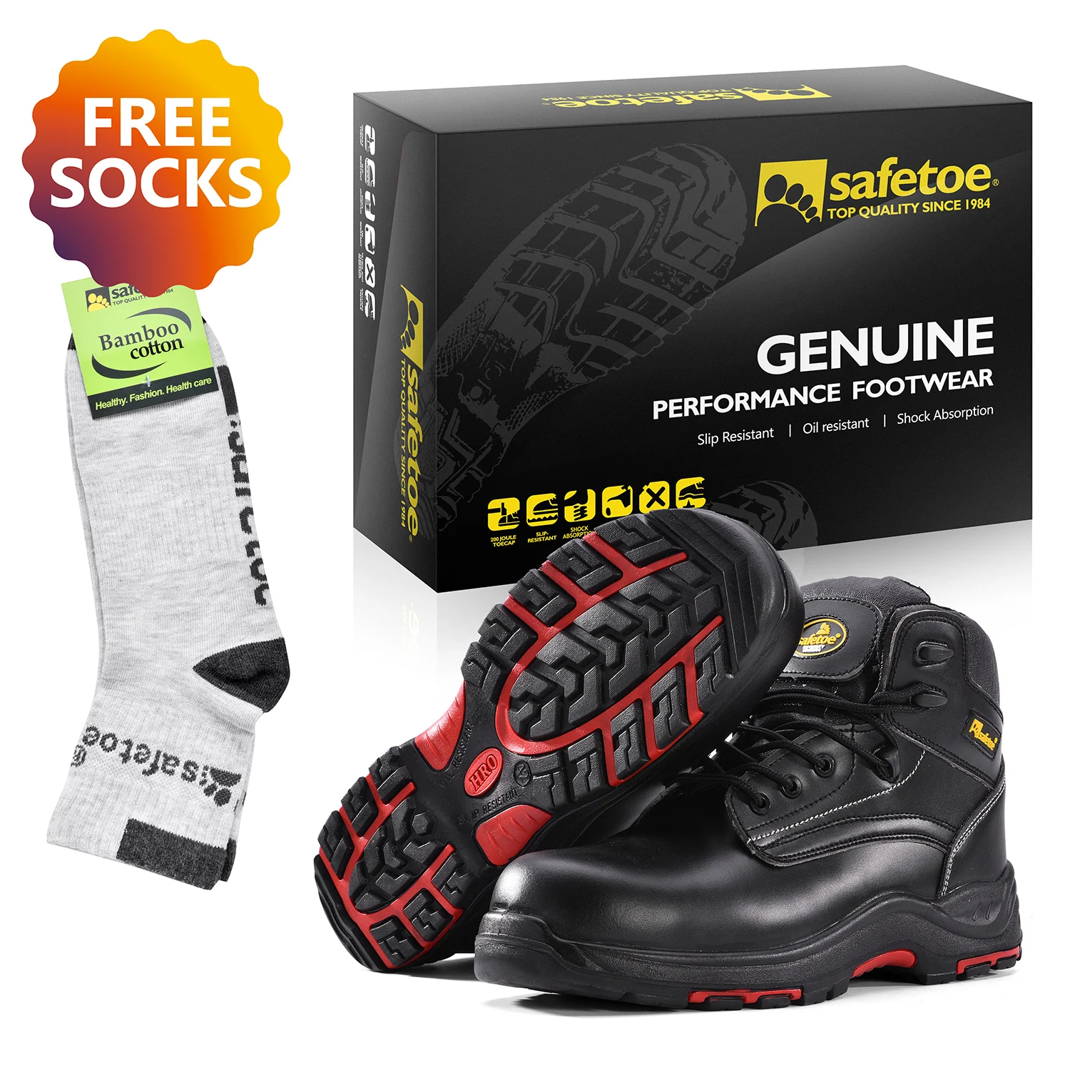 Safetoe Safety Mens Work Boots Wide Steel Toe Cap Anti-Static Breathable Full Grain Leather