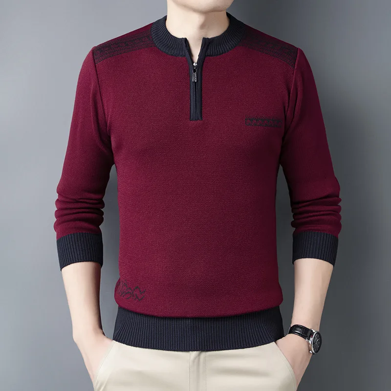 

2023 Autumn and Winter Fashion Trend Sweater Round Neck Business Half Zip Knitted Long Sleeve Casual Men's Comfortable Sweater