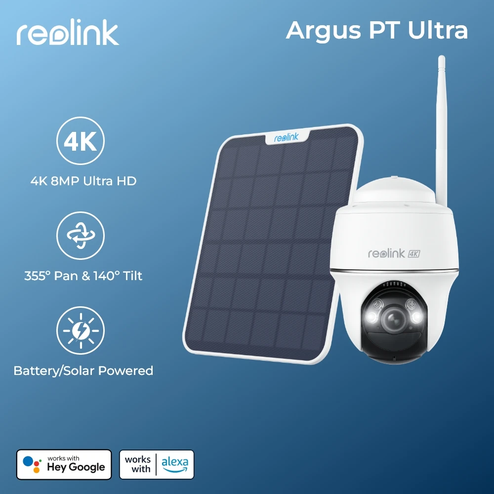 reolink First 4K Wireless Pan &amp;amp;#038; Tilt Security Cameras 5/2.4 GHz Wi-Fi 8MP Outdoor Solar Battery Powered IP Camera Argus PT Ultra