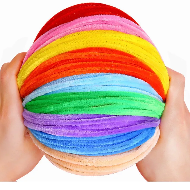 100PCS Vibrant DIY Twisted Wool Craft Sticks for Creative Art Projects