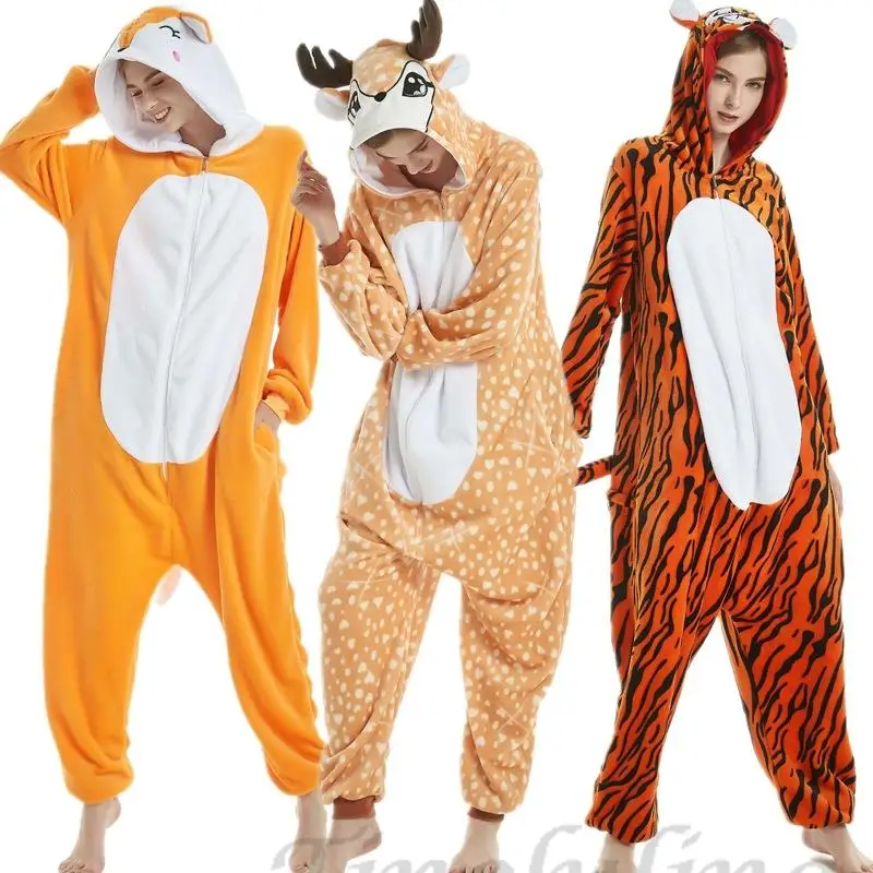 Men Women Animal Unicorn Tiger Panda Kigurumi Pajamas Winter Onesies Kids Flannel Clothes Sets for Children Sleepwear Nightwear kids pajamas adult pajamas