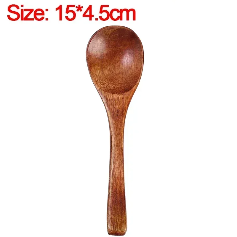 Set 5 Cucchiai Legno Manico Lungo | Posate Giapponesi Riutilizzabili Per Picnic E Ufficio - Stoviglie Ecologiche Naturali - 2