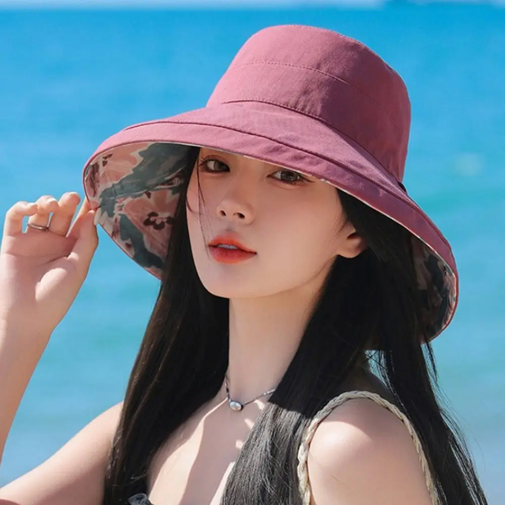 여성용 자외선 차단 버킷 모자, 접이식 양면 어부 모자, 휴대용 큰 챙 파나마 모자, 여름