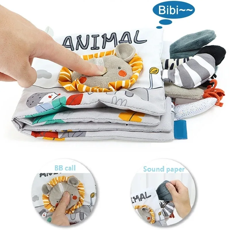 Baby Cloth Book Sensory Books for Babies Montessori Educational Toys Infant Soft Activity Book Black White Baby Toys 0-12 Months 4