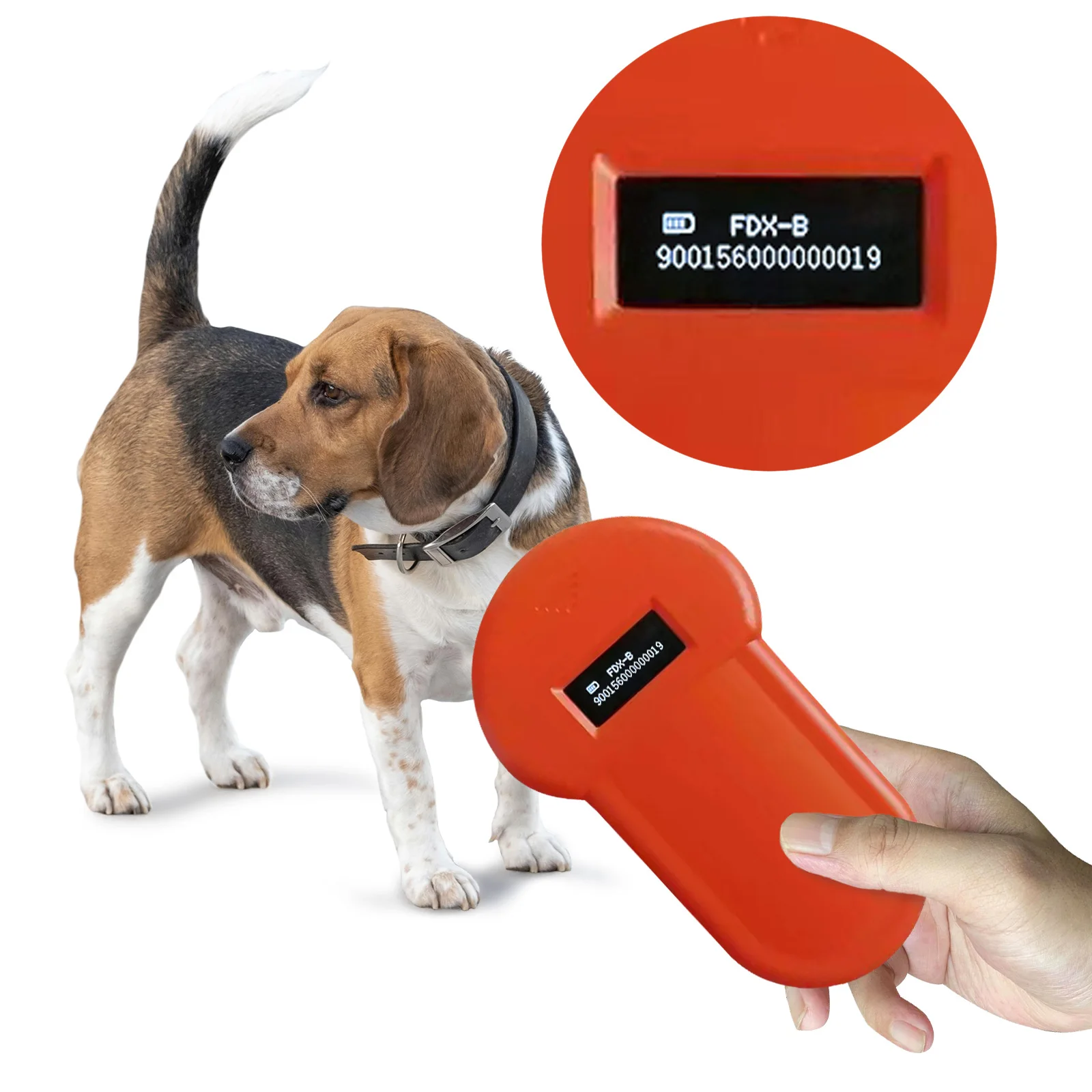 ISO FDX-B Pet RFID Chip Reader, OLED Display, Portable Animal