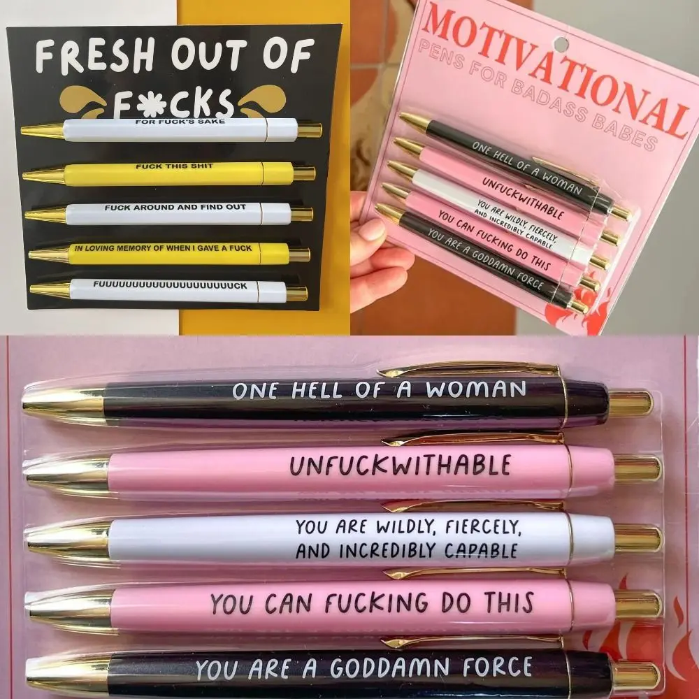 

Plastic Motivational Badass Pen New Funny Push Type Neutral Pens Stationery Signature Pens Office