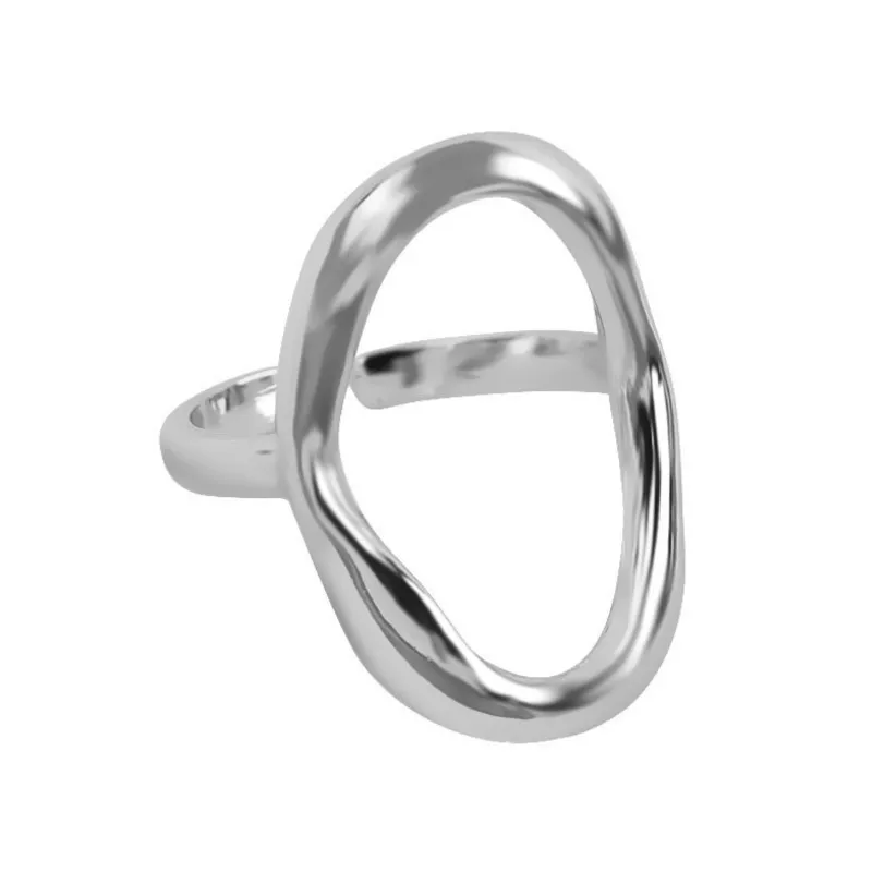 Fashion Silver Color Smooth Irregular Oval Rings for Women Men Simple Geometric Golden Couple Rings Jewelry Accessories