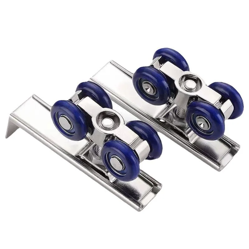 Description Picture 5 of item2pcs/set Sliding Door Roller Hardware Slide Doors Pulley 4 Wheels Home Room Wood Door Hanging Wheels Rail Track Pulley