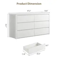 Farmhouse 6 Dresser, Anti-Tip Wooden Storage Cabinet With Drawers  For Bedroom, Living Room & Hallway 2