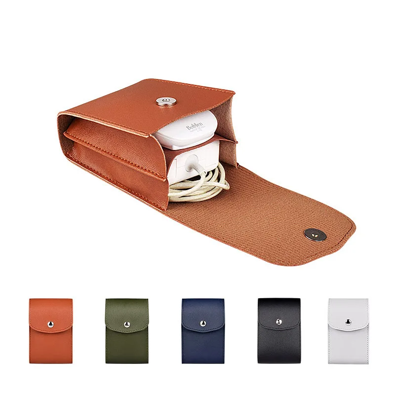 PU Leather Portable Case for Mobile Charger Earphone USB Data Cable Bag Travel Mouse Cable Electronic Accessories Storage Pouch