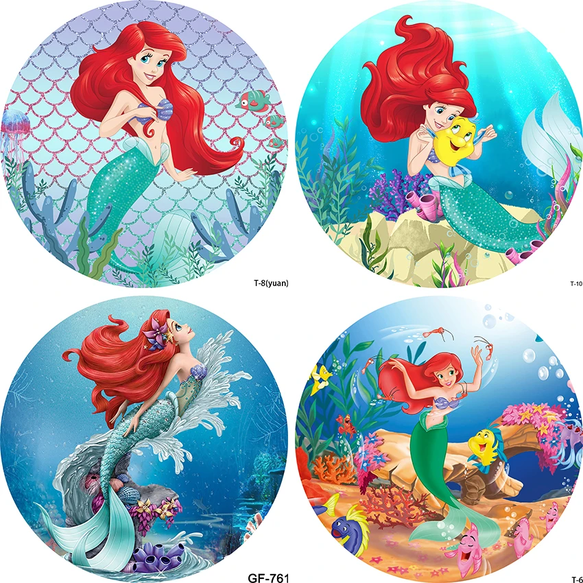 Cubierta de fondo redondo de dibujos animados de La Sirenita Ariel, para  fiesta de princesas, Bokeh bajo el mar, para niñas, primer cumpleaños| | -  AliExpress