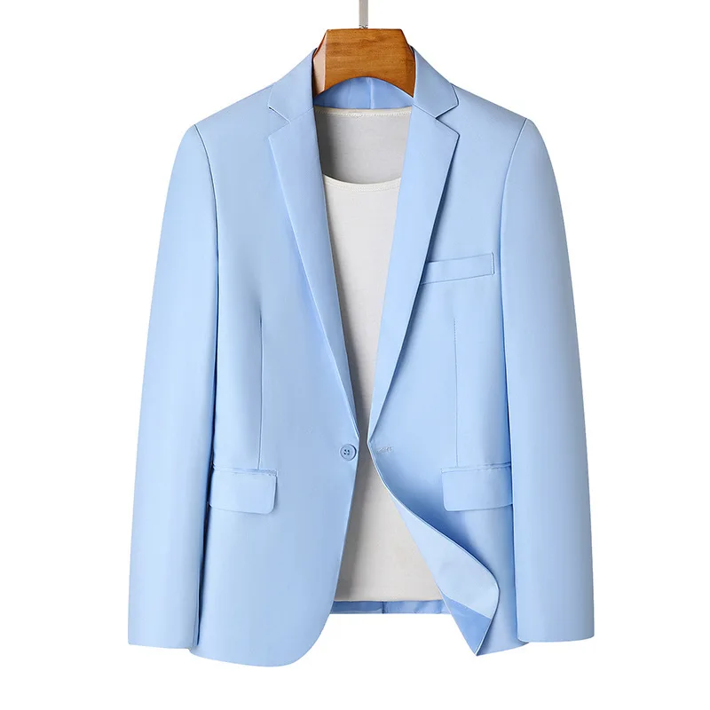 

Sky Blue Black Navy Blazer Suit Men's Casual Professional Dress Solid Color Spring and Autumn Tops Jacket Men 1 Piece
