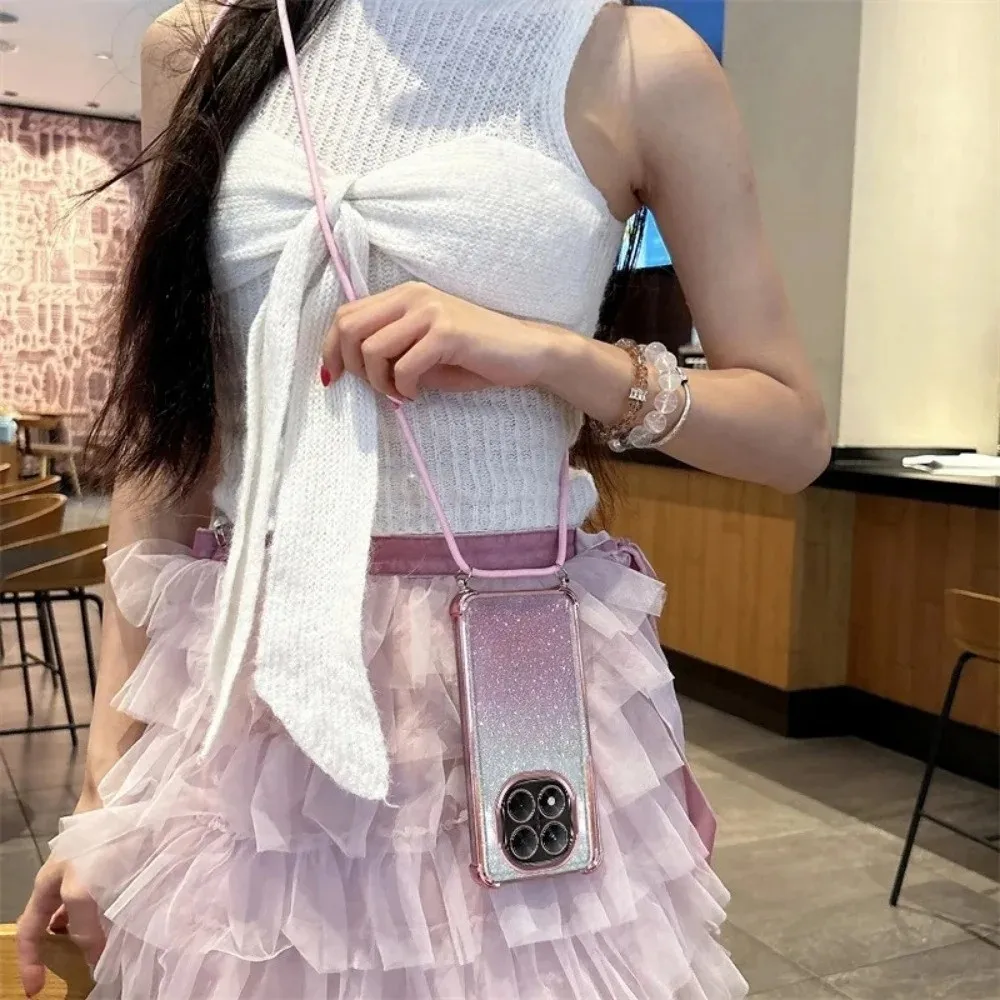 Luxury Plating Shockproof Crossbody Lanyard Glitter Case