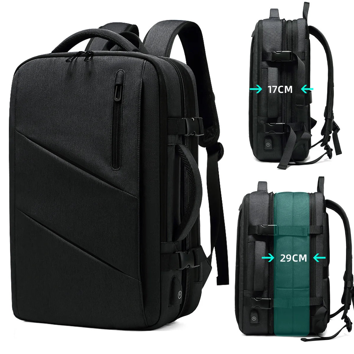 Travel Backpack Men Business Aesthetic Backpack School Expandable USB Bag Large Capacity 17.3 Laptop Waterproof Fashion Backpack