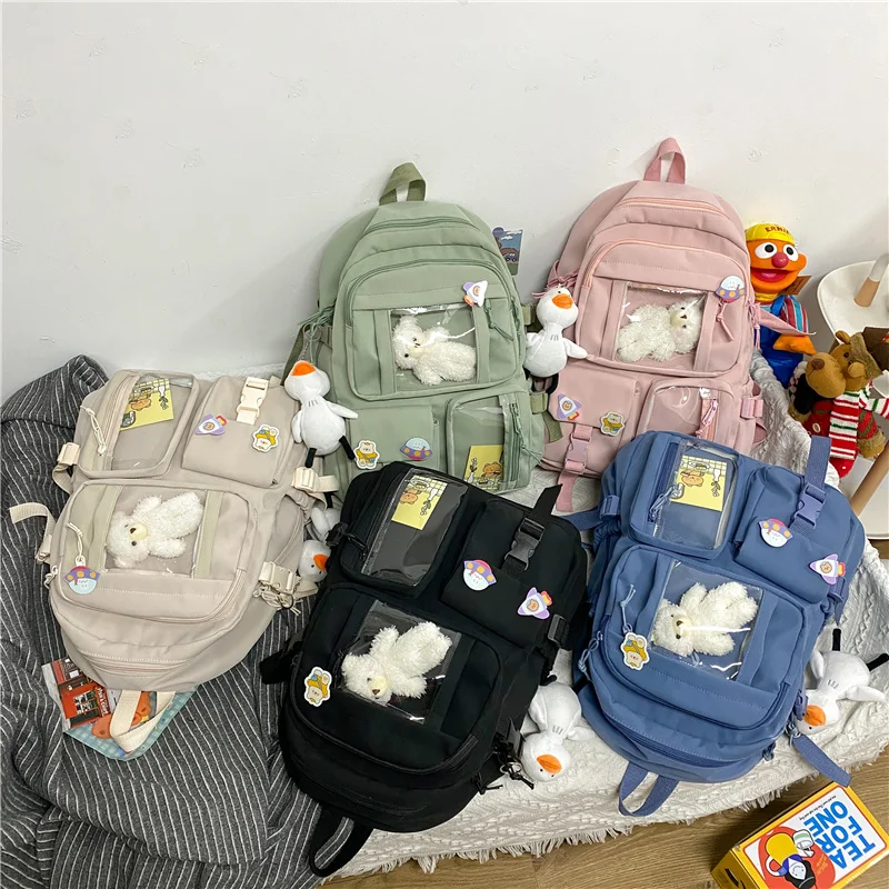 Korean Style Cute School Bag for Teen Girls Multi Pocket Waterproof Women  Laptop Backpack Travel Large Capacity Bookbags Purse - AliExpress