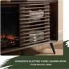 Fireplace TV Stand for 80 Inch TV, Mid Century Modern Entertainment Center with 36" Electric Fireplace & Led Lights, Wo 5