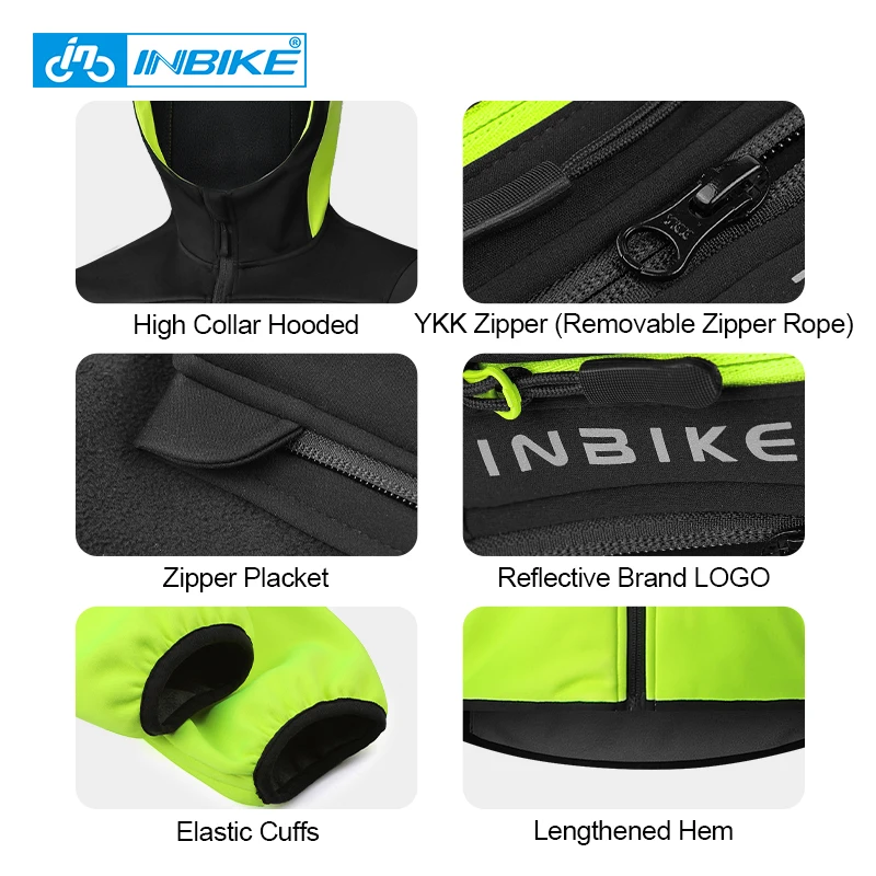 INBIKE Winter Men's Windbreaker Jacket Warm Polar Fleece Cycling Jackets With Pockets Waterproof Bicycle Jacket Clothing For Men 5