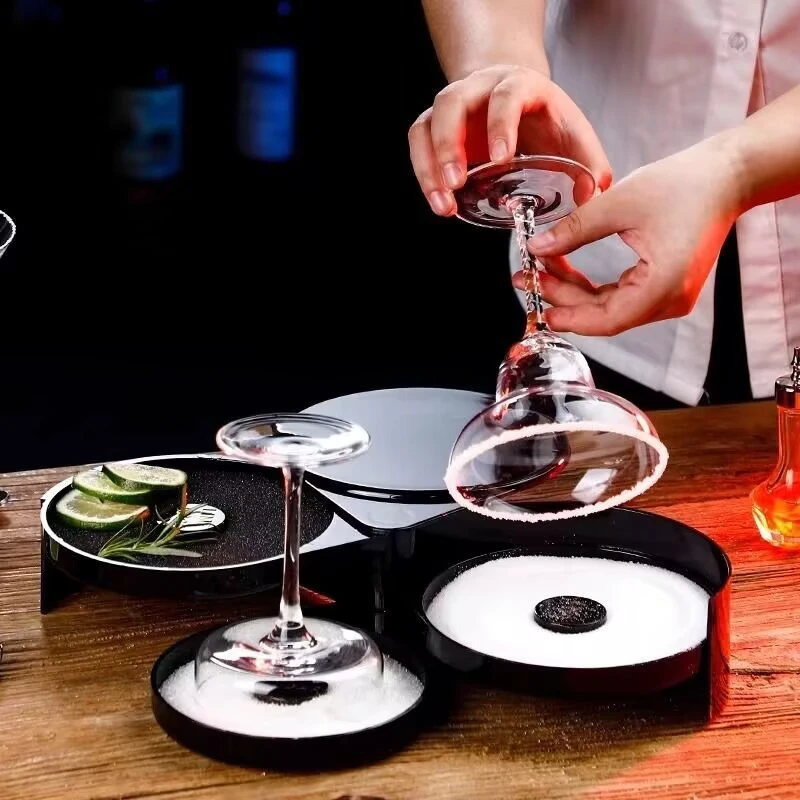 Plastic Bar Caddy Organizer Salt Box Glass Rimmer Condiment Dispenser Cup Holder Bar Tools Barware