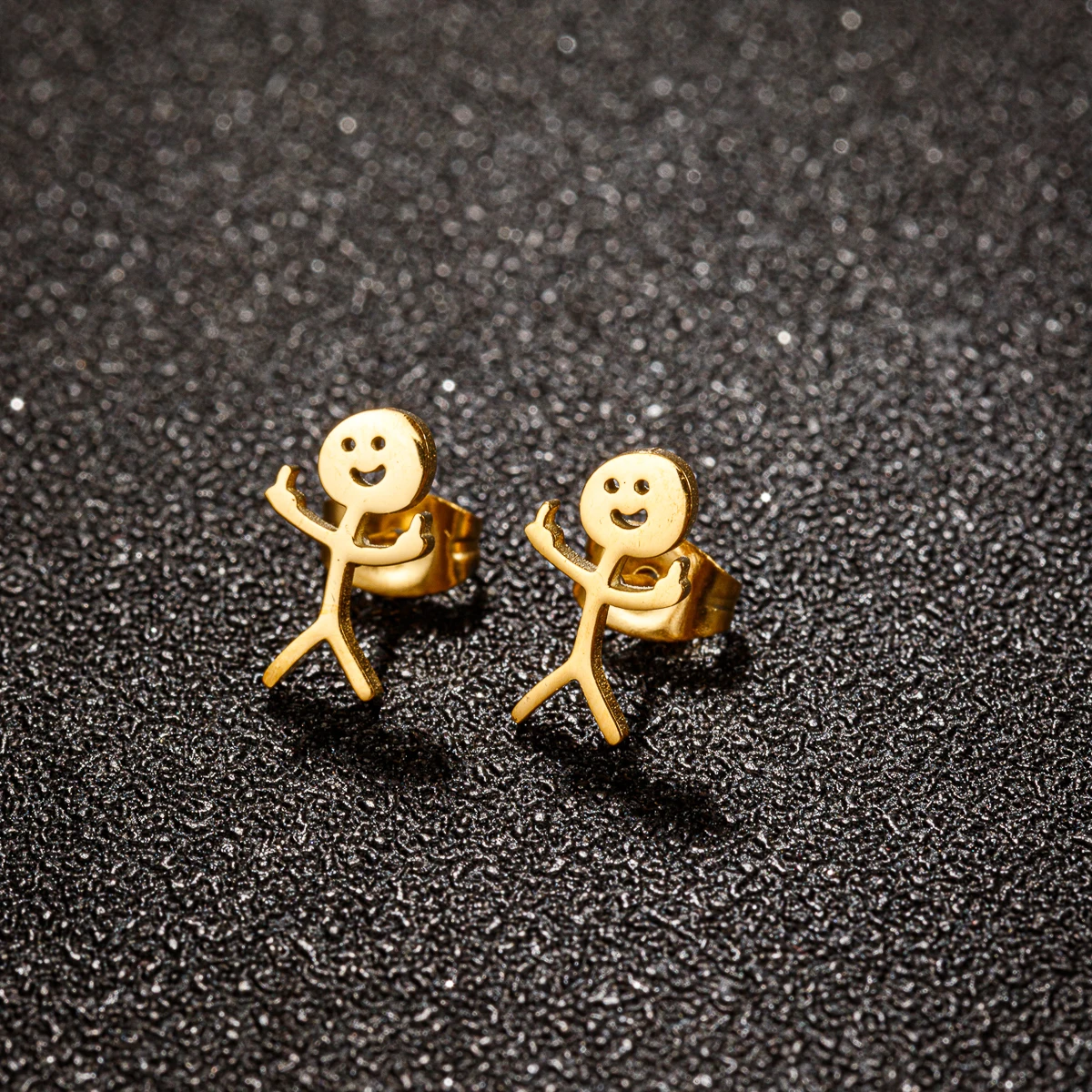 Funny Middle Finger Stud Earrings Stainless Steel Simple Finger Earrings for Women 1 Pair stud earrings