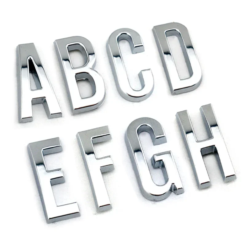DIY 20mm 고품질 작은 3D 크롬 슬림 문자 숫자 자기 접착 알파벳 자동차 액세서리 인테리어 Decoraton 스티커