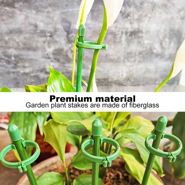 Növénytáblák Zöld Állítható Kerti Egy Szárú Növényi Tartó Tét Botok Gyűrűkkel Virágok Paradicsoma - Image 5