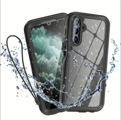 Lightweight Transparent Durable Drop - Resistant IP68 Waterproof Phone Case for Galaxy A15 4G (Black)