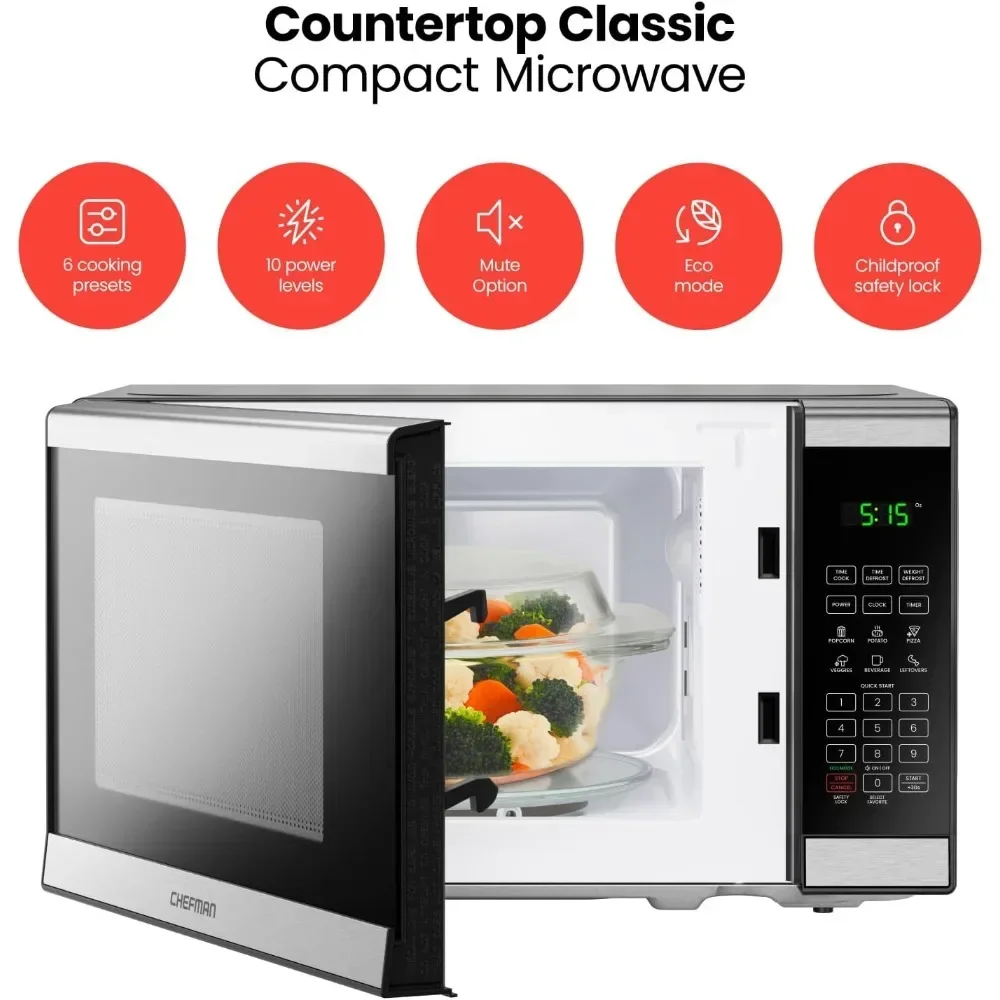 Desktop microwave oven 0.7 cubic feet stainless steel microwave oven 700 watts, with 10 power levels and mute function 2